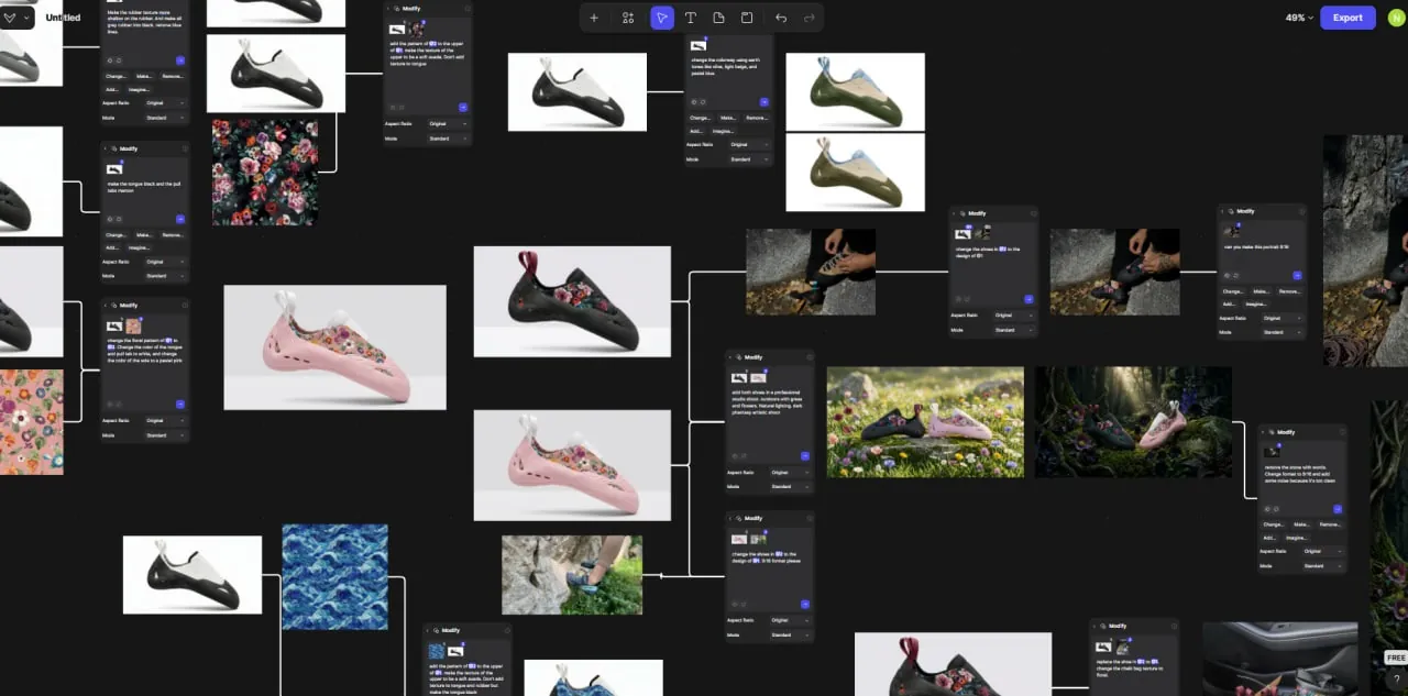 Vizcom node workspace with Bloom iterations