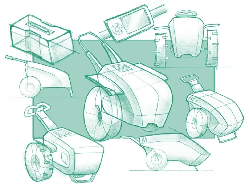Green ideation sketches of the tractor