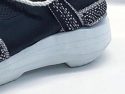 Close-up of the BIGWASI heel on its thick, layered white EVA sole