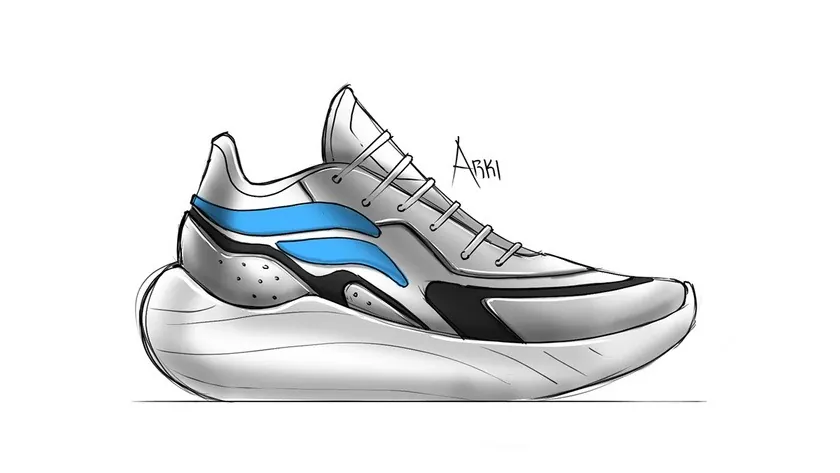 Marker sketch with a blue accent