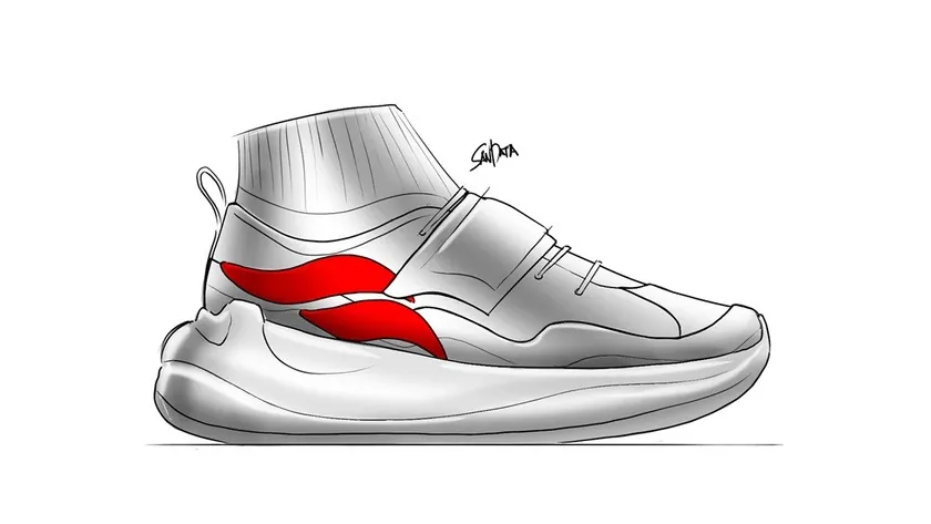 Marker sketch with a red accent