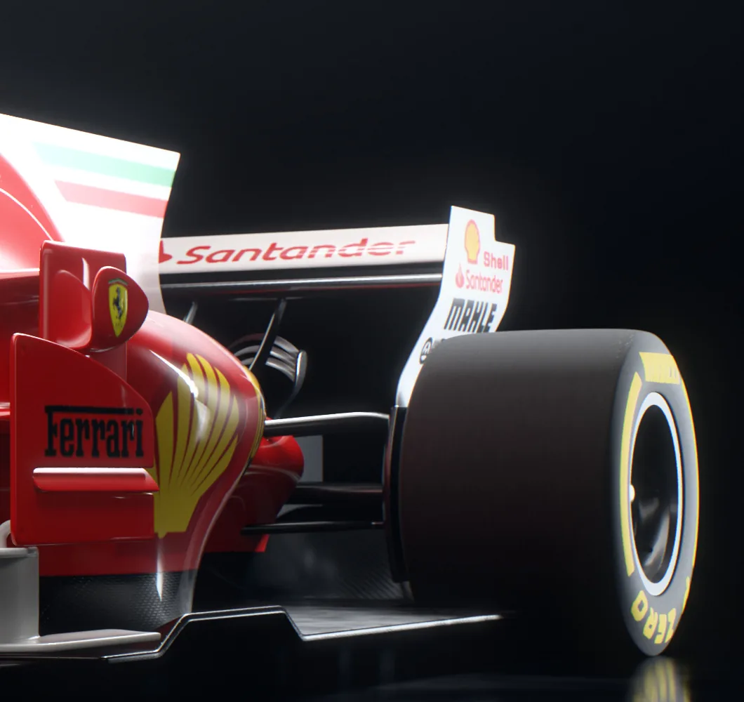 Detail of the sidepod and rear wing