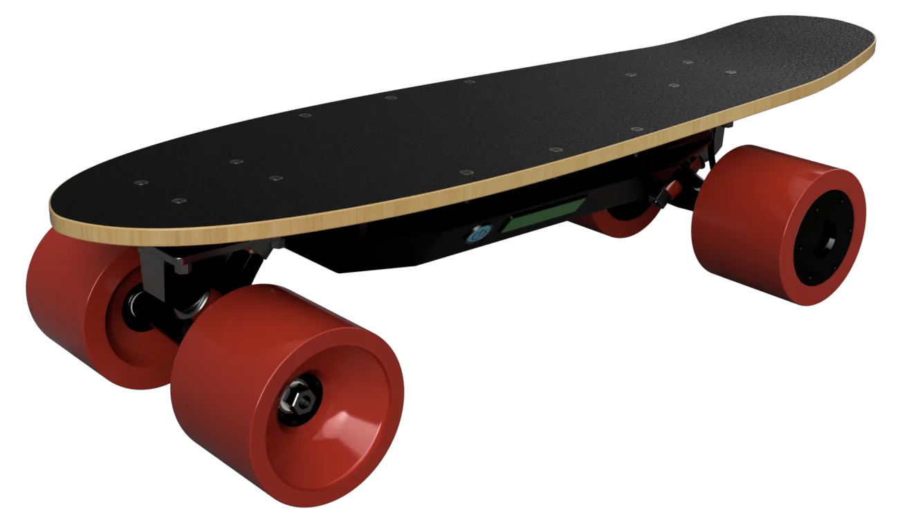 Jolt Board electric skateboard with a black deck and red wheels