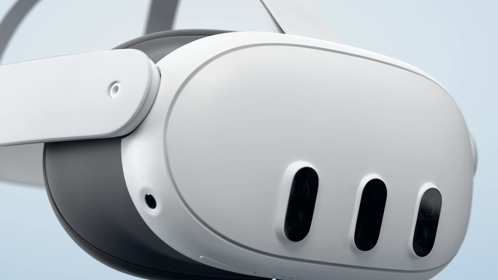 Close-up of the Quest 3 sensor array and fabric strap
