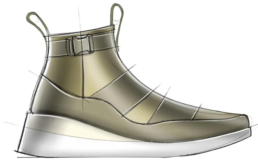 Gold marker sketch of the chunky-sole version
