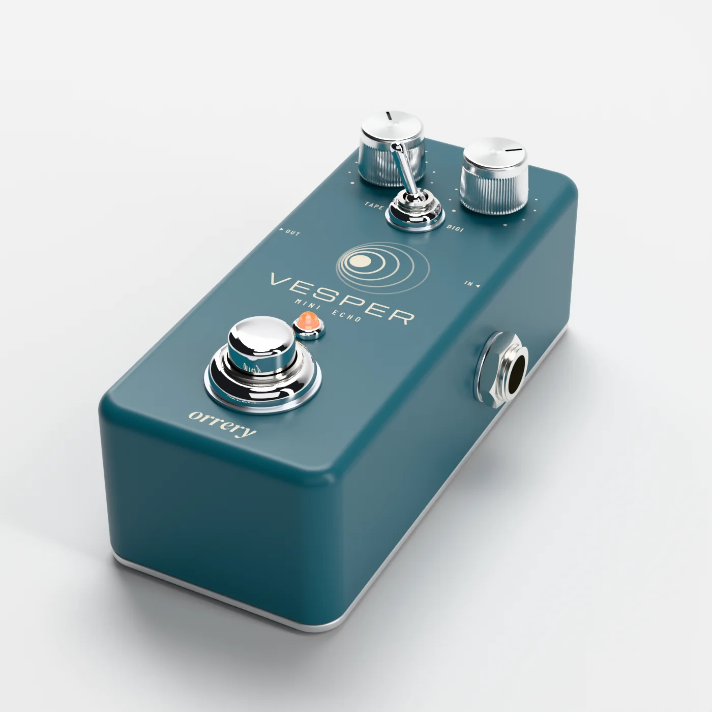 Teal Vesper pedal at a three-quarter angle on a white backdrop