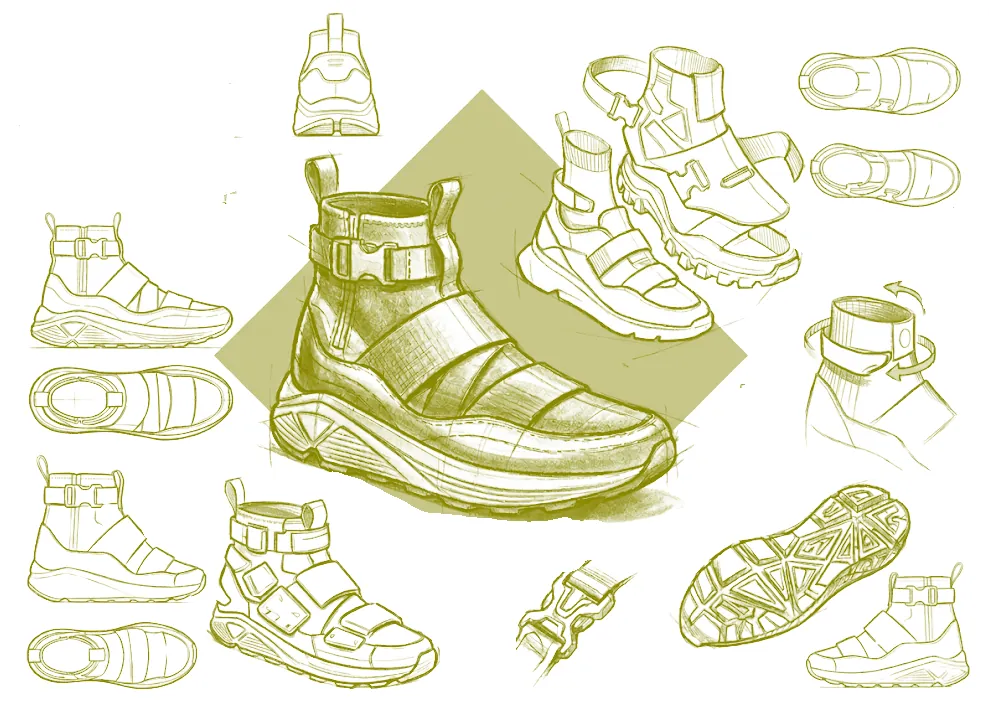 Sketch sheet exploring Wave silhouettes